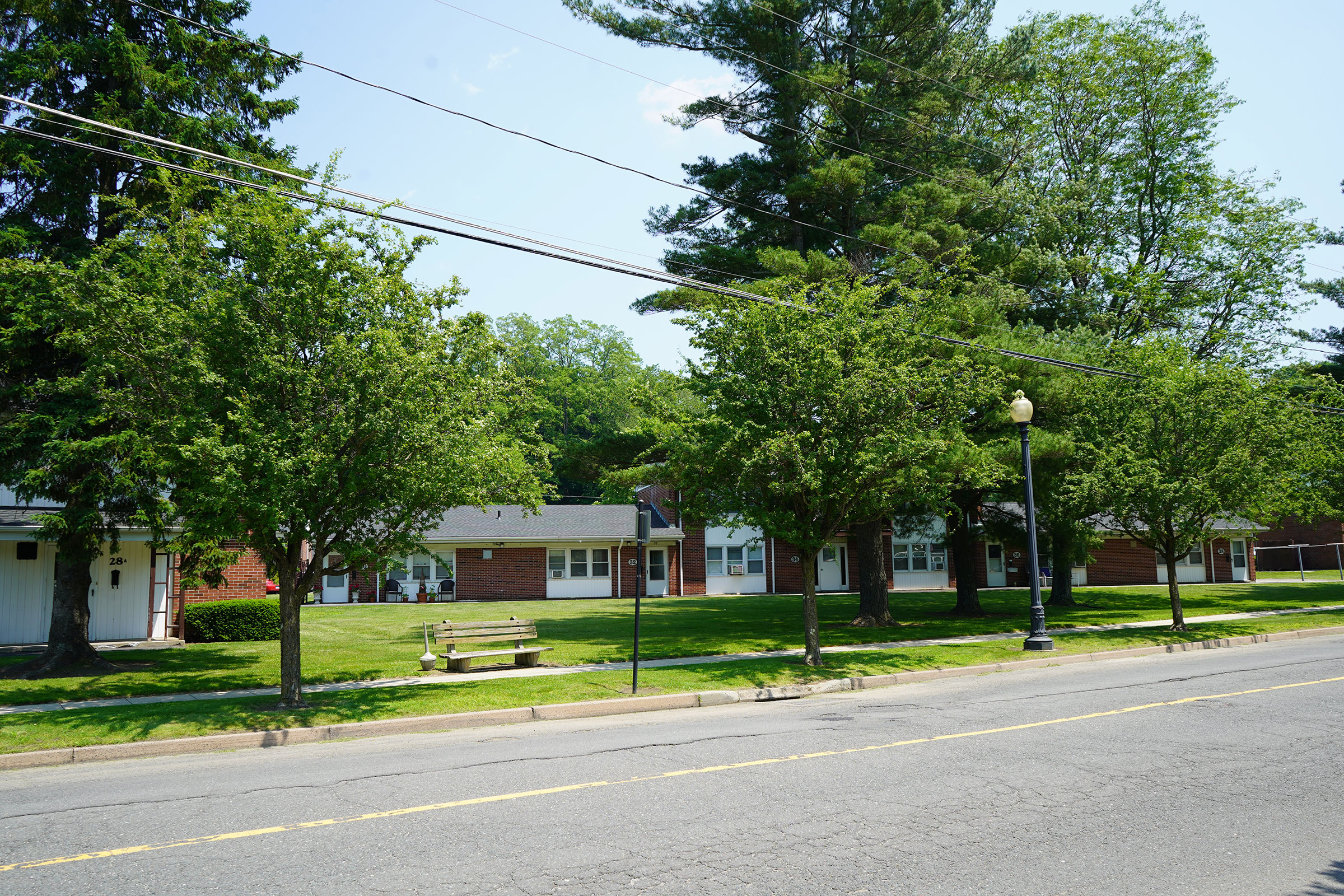 Street view of residential buildings